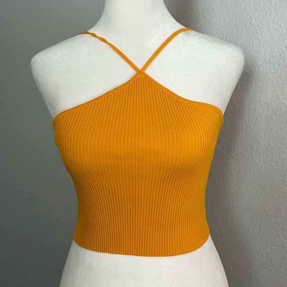 Princess Polly Tops - Princess Polly Cropped Ribbed Tank Top Orange Size S/M